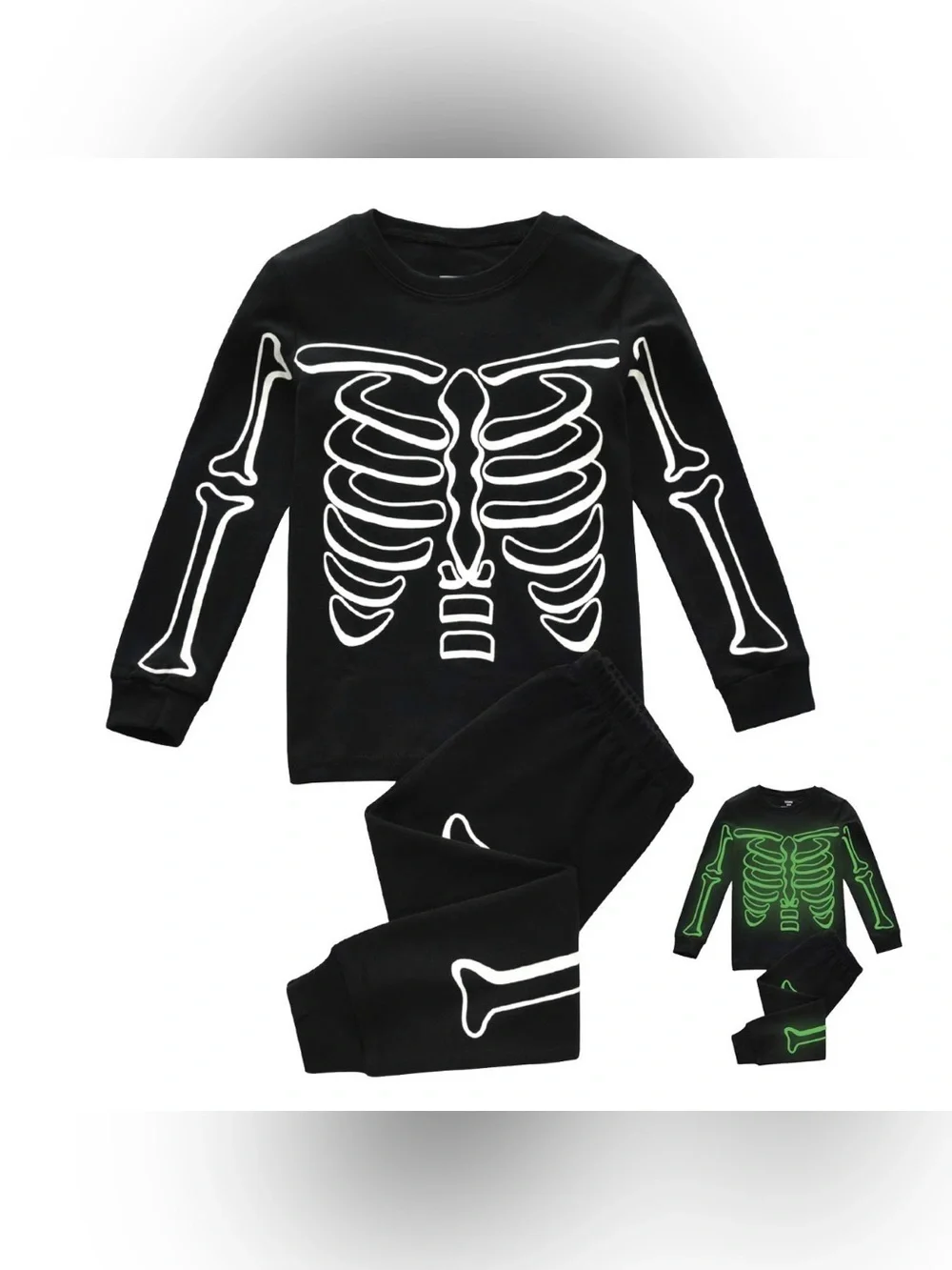 DDSOL Boys Skeleton Pajamas Glow in Dark Cotton Halloween Sleepwear Size 11-12